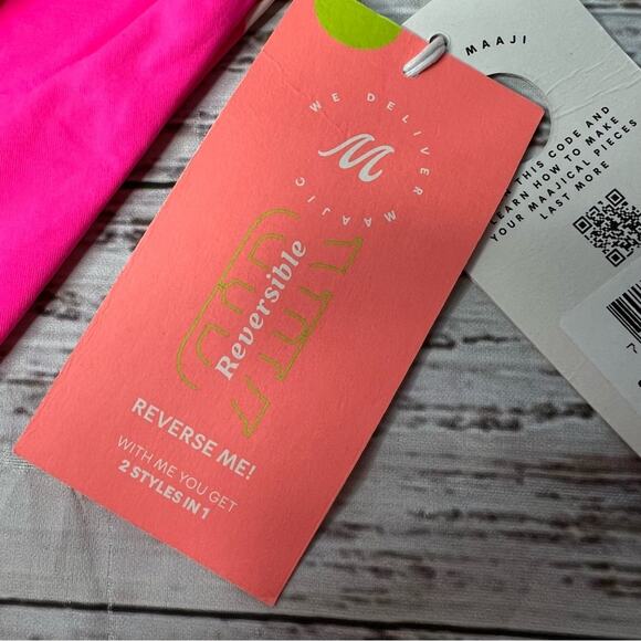 Maaji Small Standard High Rise Bikini Swim Bottom Reversible Pink Floral NEW - Picture 8 of 11